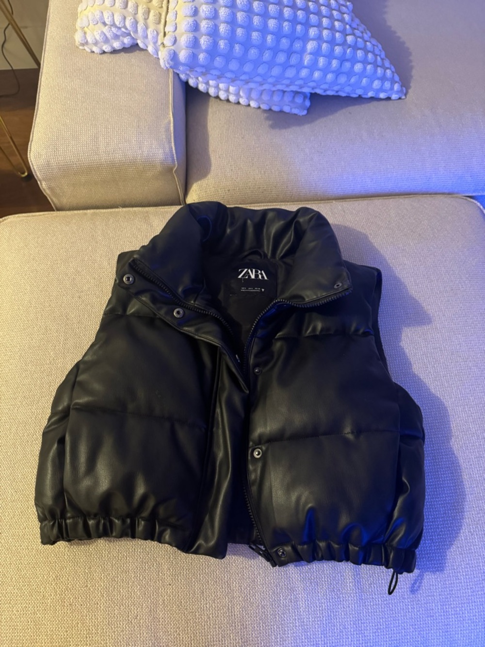 Zara Black Faux Leather Puffer Vest for Kids